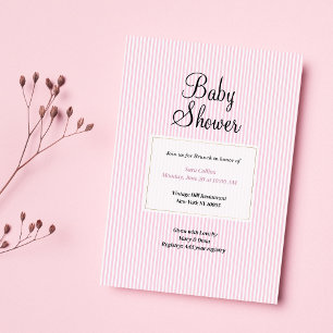 Geometric simple white pink minimalist Baby Shower Invitation