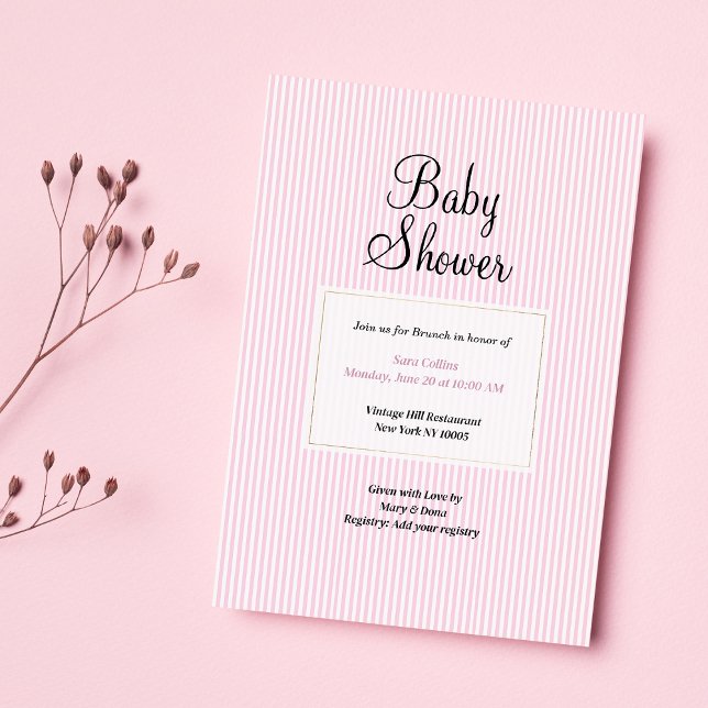 Geometric simple white pink minimalist Baby Shower Invitation (Geometric simple white pink minimalist Baby Shower )