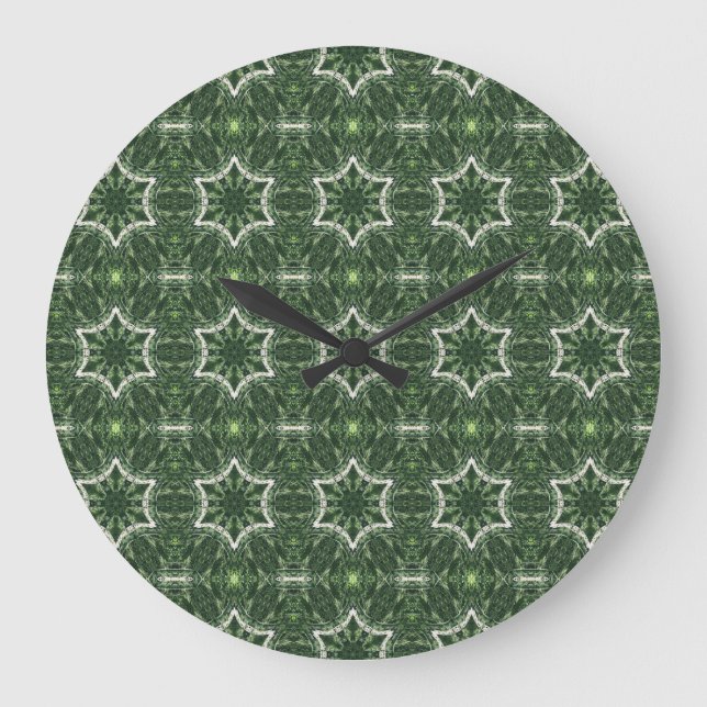 geometric six-sided stars on green clock (Front)