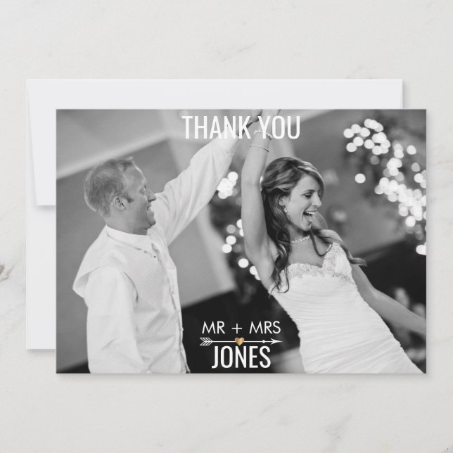 Geometric Skull Photo Thank You Card (Front)