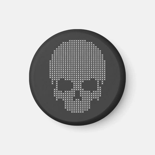 Geometric Skull Stitches Dotwork Magnet (Front)