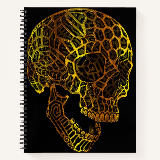 Geometric Skull with Intricate Patterns Notebook (Front)