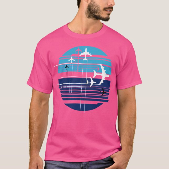 Geometric Sky Crossing Airplanes T-Shirt (Front)