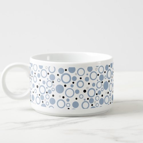 Geometric Slate Blue White Polka Dots  Bowl