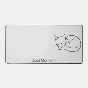 Geometric Sleeping Cat Zen Minimalist Desk Mat