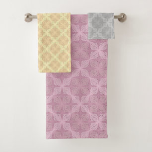 Geometric smoky lilac art deco bath towel set