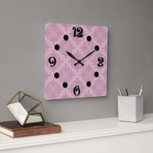 Geometric smoky lilac art deco square wall clock