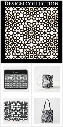 Geometric Snowflake Flower Pattern - Minimalistic Black & White