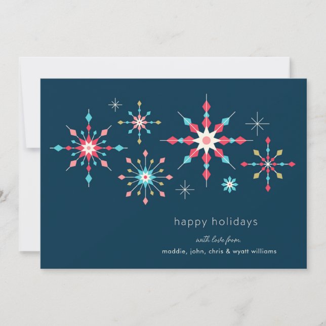 Geometric Snowflake Holiday Greeting Card (Front)