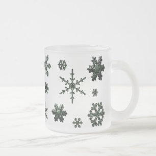 Geometric Snowflakes - Forest Frosted Glass Coffee Mug