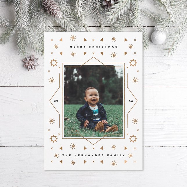 Geometric Snowflakes Fun Modern Holiday Photo Card (Creator Uploaded)