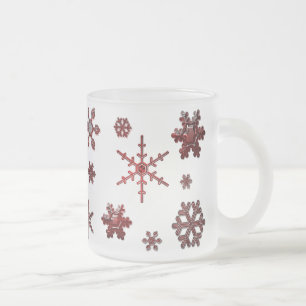 Geometric Snowflakes - Red Frosted Glass Coffee Mug