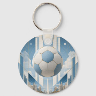Geometric Soccer Cityscape-Argentina Keychain