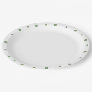 Geometric Soft Green Polka Dots Trim Paper Plates