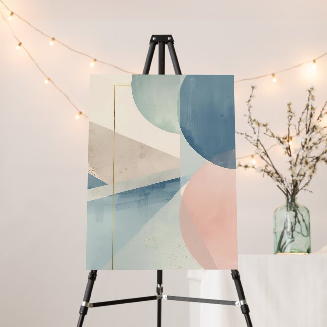 Geometric Soft Tones – Modern Pastel Abstract Wall Foam Board (In Situ (Stand))