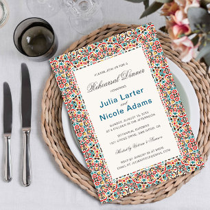 Geometric Sparkles Copper Metal Rehearsal Dinner Invitation