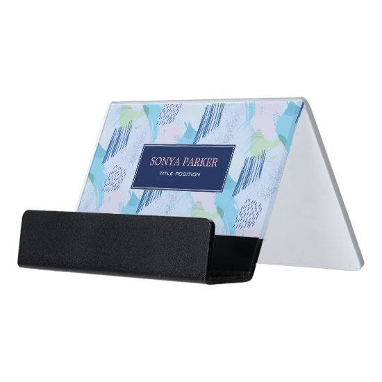 Geometric Spirals and Lines Desk Business Card Holder