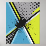 Geometric Splash with Halftone Dots Poster