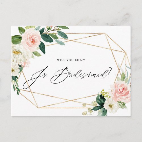 Geometric Spring Blooms Be My Jr Bridesmaid Card