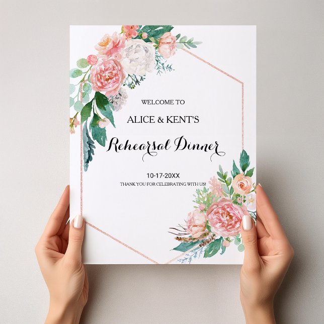 Geometric Spring Floral Rehearsal dinner Welcome Poster (Creator Uploaded)