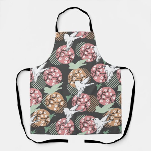 Geometric Spring Nature and Animal Pattern Art Apr Apron