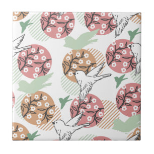 Geometric Spring Nature and Animal Pattern Art Ceramic Tile