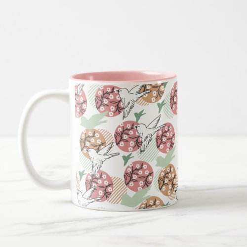 Geometric Spring Nature and Animal Pattern Art Cof Two_Tone Coffee Mug