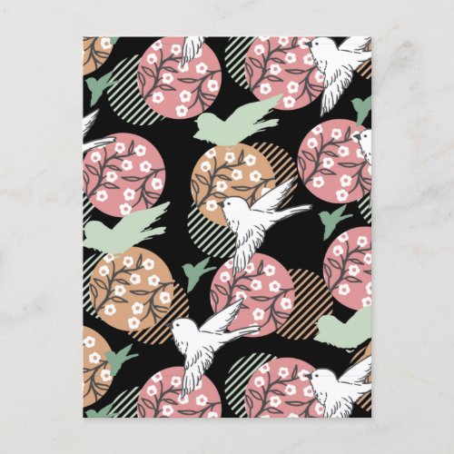 Geometric Spring Nature and Animal Pattern Art Pos Postcard