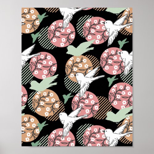 Geometric Spring Nature and Animal Pattern Art Pos Poster