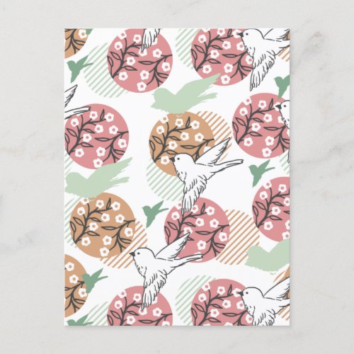 Geometric Spring Nature and Animal Pattern Art Postcard