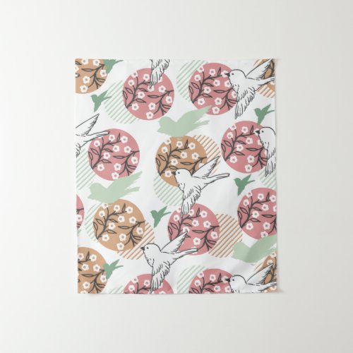 Geometric Spring Nature and Animal Pattern Art Tapestry