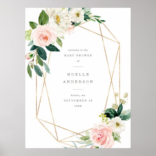 Geometric Spring Romance Baby Shower Welcome Sign