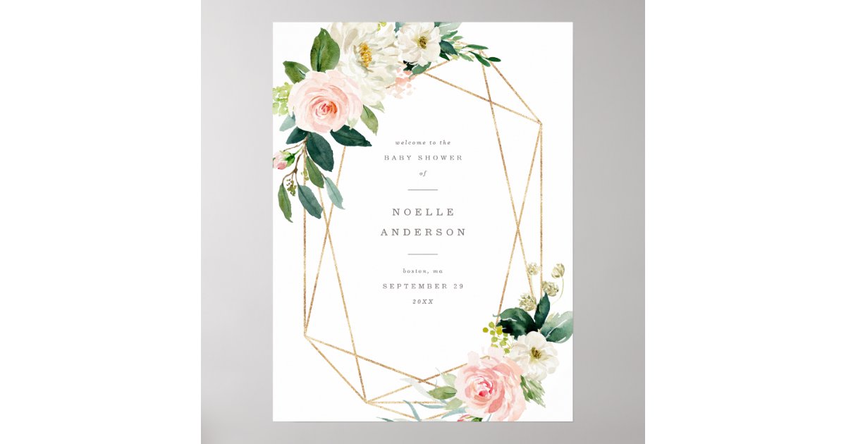 Spring Romance Sign Geometric Spring Romance Baby Shower Welcome Sign | Zazzle