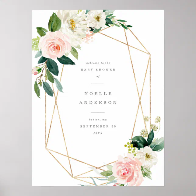 Spring Romance Sign Geometric Spring Romance Baby Shower Welcome Sign | Zazzle