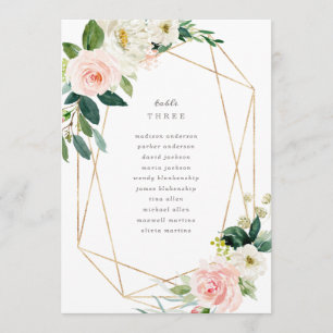 Geometric Spring Romance Table Number with Seating
