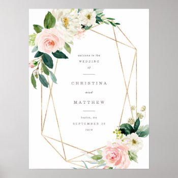 Geometric Spring Romance Wedding Welcome Sign by FINEandDANDY at Zazzle