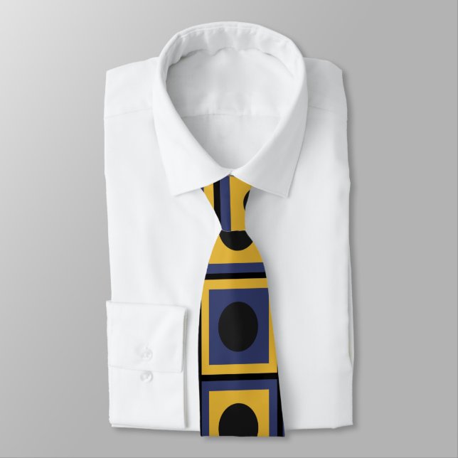 Geometric Square Circle Pattern Neck Tie (Tied)