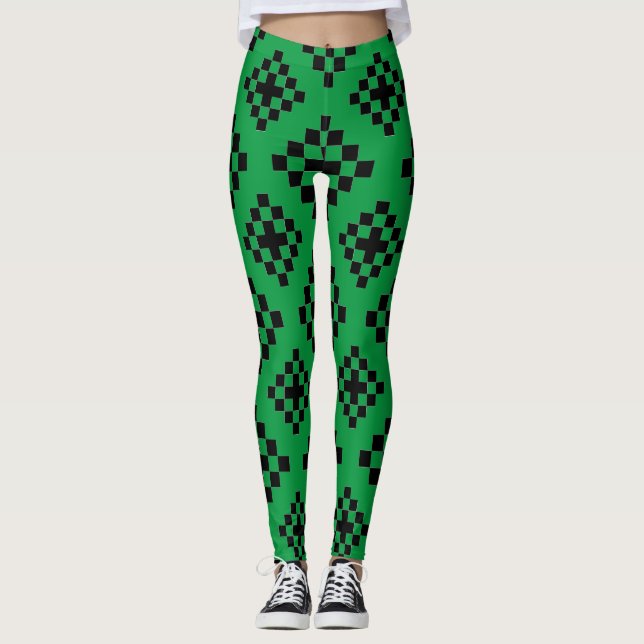 Geometric Square Pattern Mosaic  Leggings (Front)