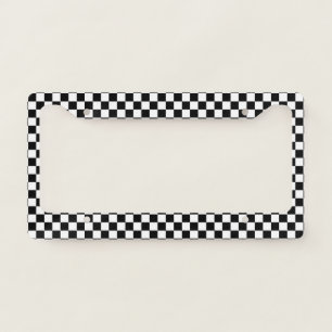 Geometric Squares Checkerboard Pattern License Plate Frame