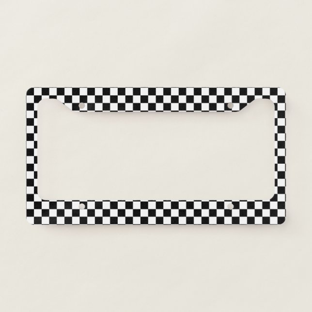 Geometric Squares Checkerboard Pattern License Plate Frame (Front)