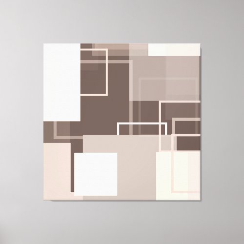 Geometric Squares _ Chocolate and Cream Canvas Print