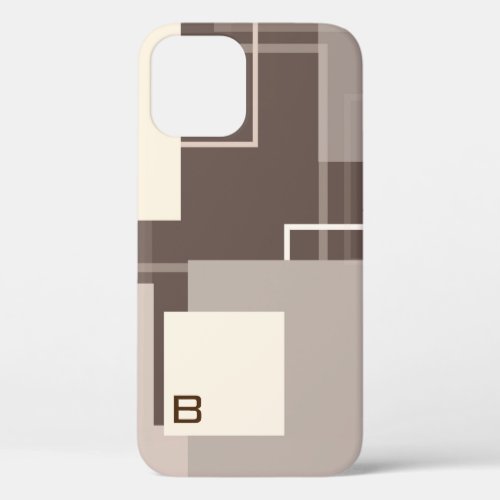 Geometric Squares _ Chocolate and Cream iPhone 12 Pro Case