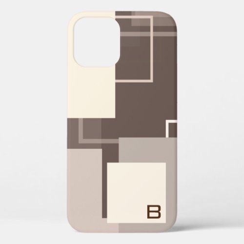 Geometric Squares _ Chocolate and Cream iPhone 12 Pro Case