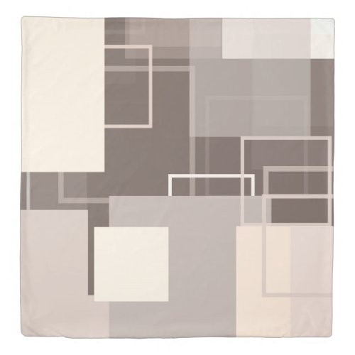 Geometric Squares _ Chocolate and Cream Duvet Cover