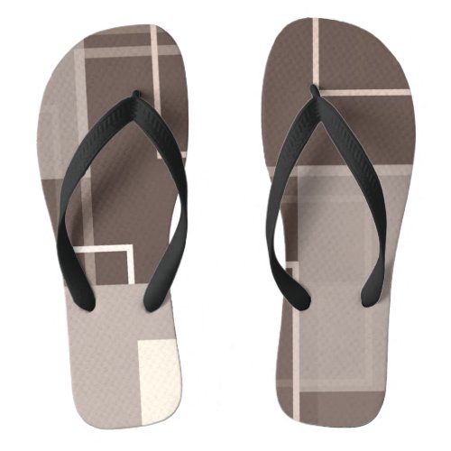 Geometric Squares _ Chocolate and Cream Flip Flops