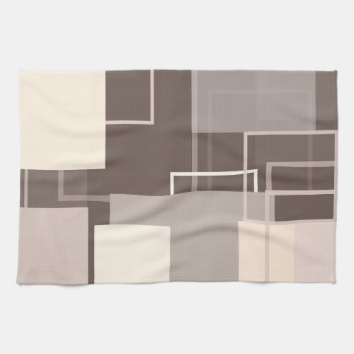 Geometric Squares _ Chocolate and Cream Kitchen Towel