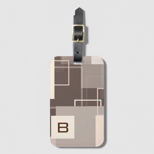 Geometric Squares _ Chocolate and Cream Luggage Tag