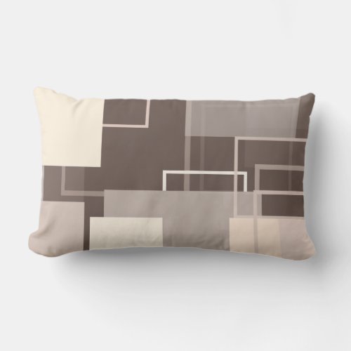 Geometric Squares _ Chocolate and Cream Lumbar Pillow