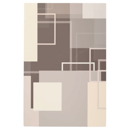 Geometric Squares _ Chocolate and Cream Metal Print