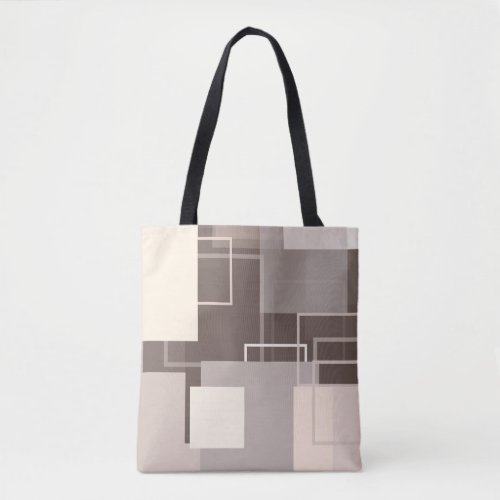 Geometric Squares _ Chocolate and Cream Tote Bag